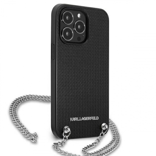 Etui KARL LAGERFELD Leather Textured and Chain do iPhone 13 / 13 Pro czarne