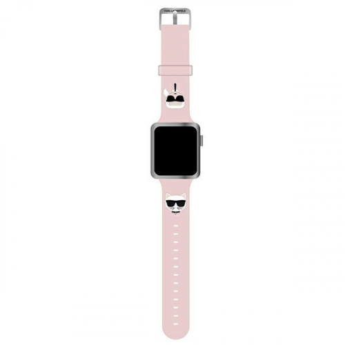 Pasek Karl Lagerfeld Silicone Karl & Choupette do Apple Watch 42 / 44 / 45mm różowy