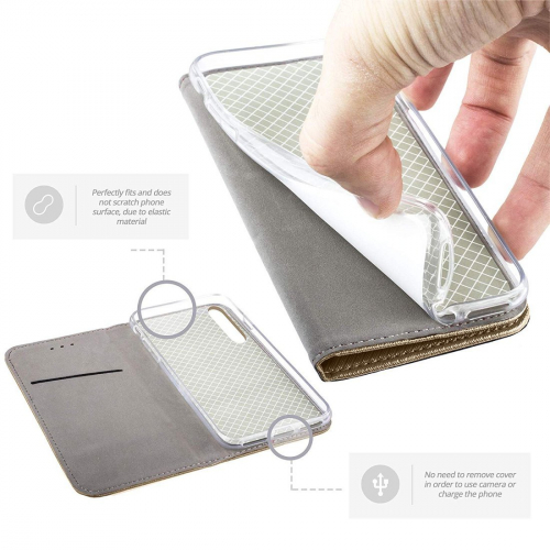Etui magnetyczne z klapką Flip Magnet do Samsung Galaxy A51 złote