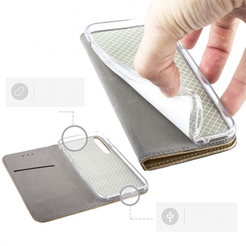 Etui magnetyczne z klapką Flip Magnet do Samsung Galaxy A71 złote
