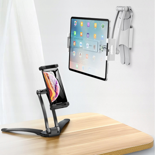 Uniwersalny stojak uchwyt na ramieniu do telefonu / tableta ROCK biały