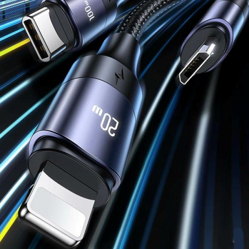 USAMS Kabel U71 3w1 USB/USB-C do lightning/microUSB/USB-C 6A 1.2m