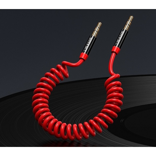 USAMS Adapter Spring audio jack 3,5mm -3,5mm 1,2m czerwony