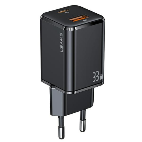 Ładowarka sieciowa USAMS T43 USB-C+ USB PD3.0 +QC3.0 33W czarna