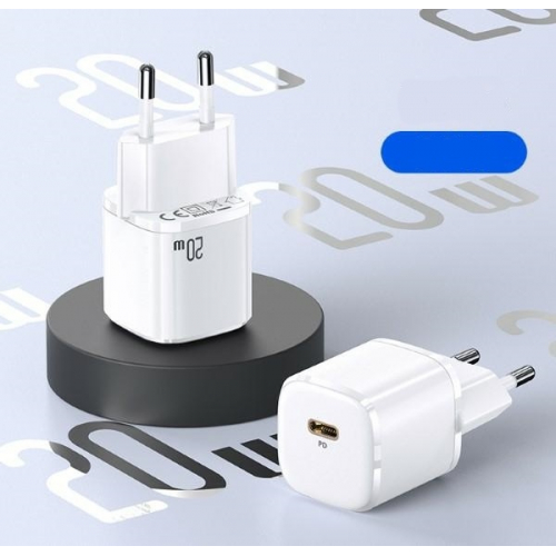 Mini ładowarka sieciowa USAMS T36 USB-C PD3.0 20W biała + kabel USB-C Lightning