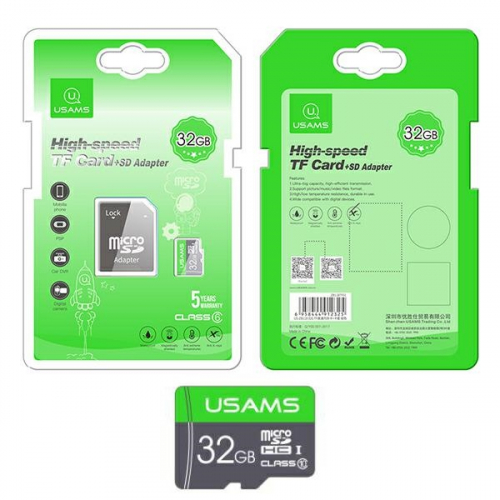 Karta pamięci USAMS microSDHC Class 10 32GB + adapter