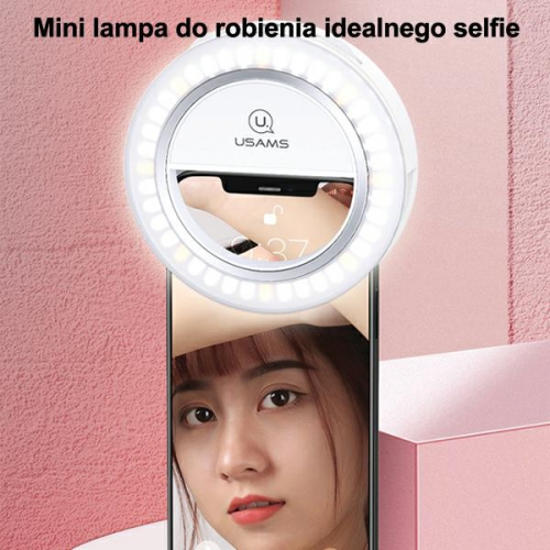 Lampka LED Ring do Selfie USAMS biała